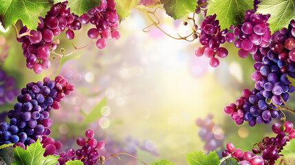 A bunch of ripe grapes, perfect as a dessert or for making fine wine. Beautiful design for winery or a vineyard. Perfect sweet fruits background.