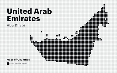 Creative Dotted Map of United Arab Emirates with capital Abu Dhabi. Soft Square dots