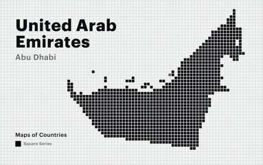 Creative Dotted Map of United Arab Emirates with capital Abu Dhabi. Square dots