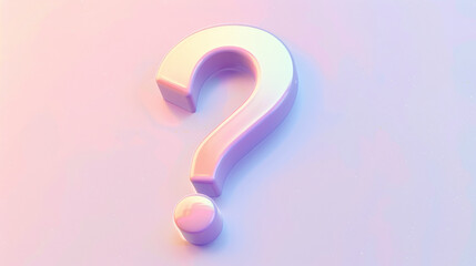 question mark 3d illustration, pink and blue soft pastel colors, UI ux graphic style lighting questioning icon, questions faq background
