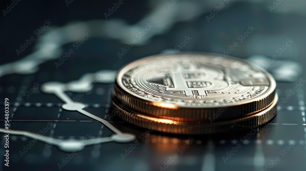 Fototapete a simple coin image and rising graph symbolizing accumulating profits. generative ai.