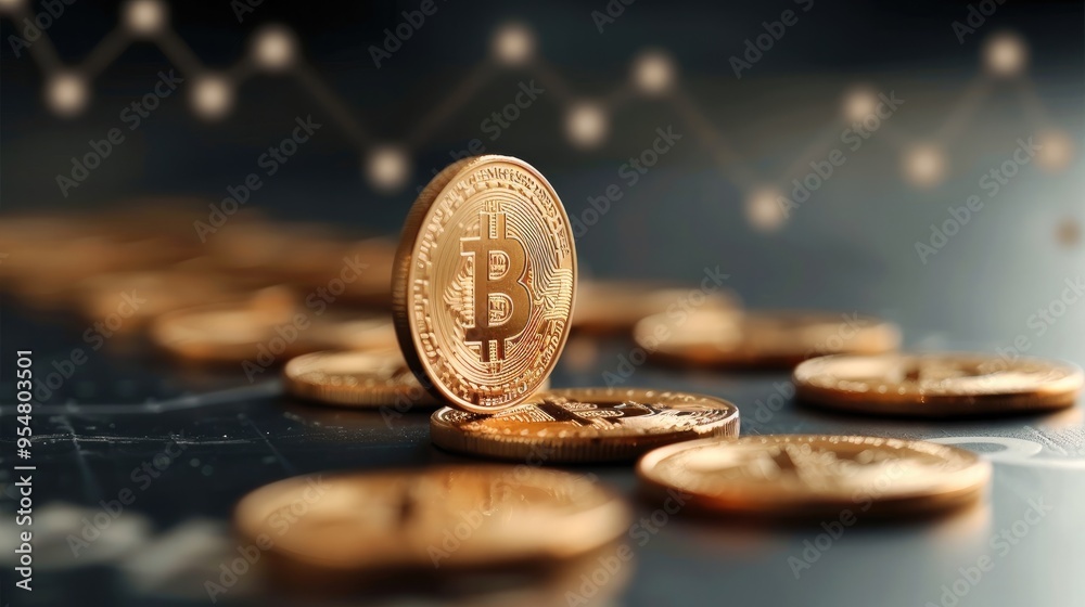 Fototapete a simple coin image and rising graph symbolizing accumulating profits. generative ai.