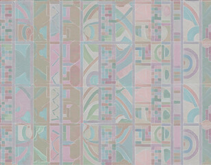 Abstract Mosaic Tiles in Muted Pastel Tones Geometric Texture Background with Vintage Pattern