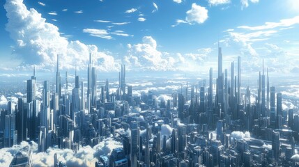 futuristic city with skyscrapers backgrounds