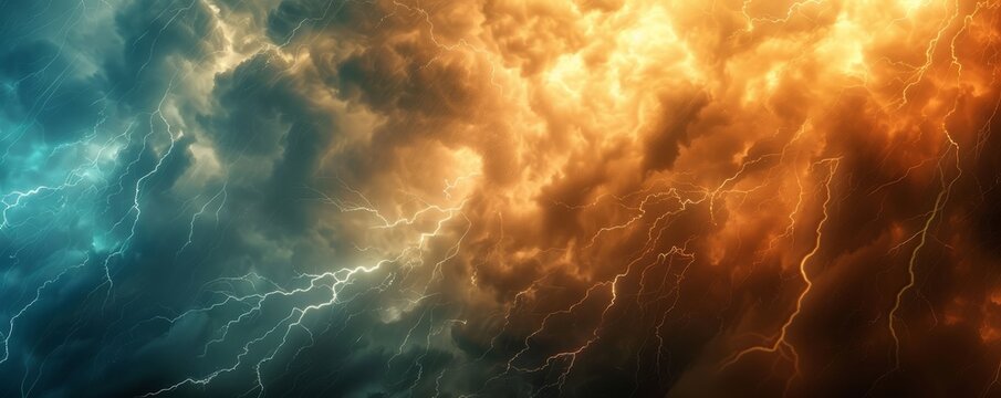 A dramatic thunderstorm unleashing its fury with lightning bolts, 4K hyperrealistic photo