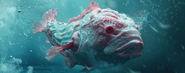 Mysterious blobfish dwelling in the depths of the ocean, 4K hyperrealistic photo