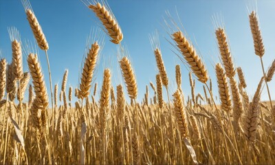 Fototapeta premium Wheat stalks swaying in a field