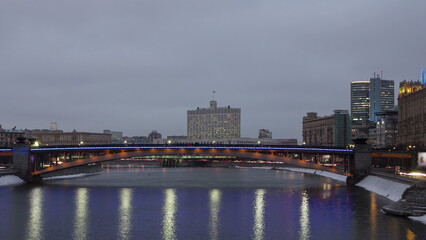 Naklejka premium Government house of Russian Federation day to night timelapse hyperlapse, Moscow