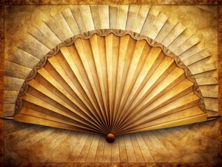 Ancient parchment and paper sheets fan out in an archway, a beautiful arrangement against a subtle vector graphic background that adds texture.