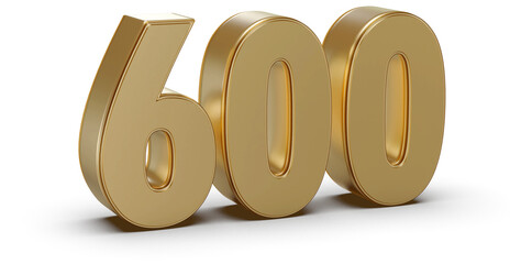Gold 3D Number 600