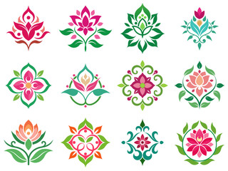 A set of Floral ornament logo and icon designs, Floral ornament bundle