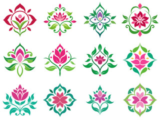 A set of Floral ornament logo and icon designs, Floral ornament bundle