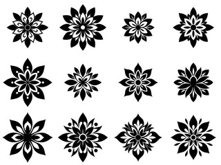 A set of Floral ornament logo and icon designs, Black Floral ornament bundle