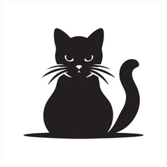 cat silhouette vector with white background