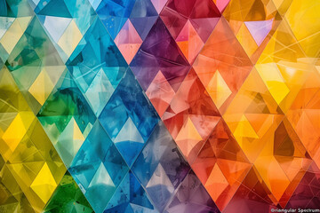 
"Triangular Spectrum" unveils an elegant lattice of triangles infused with a captivating color gradient, creating a visual symphony where geometry seamlessly merges with a spectrum of hues.