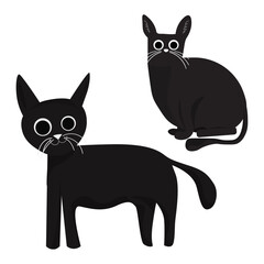 set of black cats. Vector illustration. 