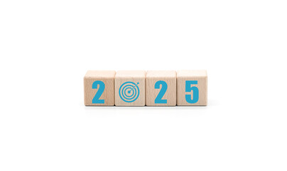 New Year 2025, New Year Real Estate Investment Ideas Wooden blocks spell out 