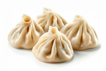 Chinese Dumpling. Authentic Xiao Long Bao Dim Sum in White Background with Fresh Ingredients