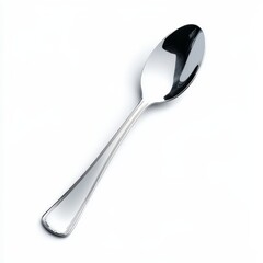 A sleek and shiny metal spoon, perfect for serving or enjoying delicious meals. An essential tool for every kitchen.