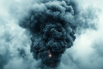 Sky Filled with a Menacing Black Cloud After an Explosion