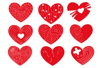 set of red heart designs. Vector illustration