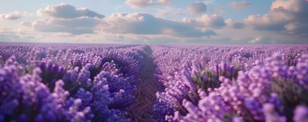 Obraz premium Fragrant lavender fields in full bloom, 4K hyperrealistic photo
