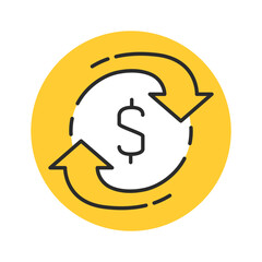 Money exchange circular arrow icon. Swap money, money exchange, editable stroke vector icon. 