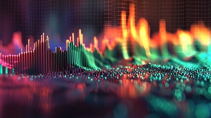 Digital analytics 3d graph with columns color depth music equalizer abstract colorful. Generative AI.