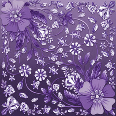 Purple Color Seamless pattern with flowers.