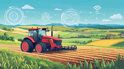 Obraz premium Revolutionizing agriculture smart farms and wireless control in the internet of things era