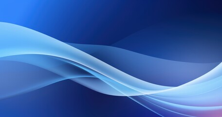 Fototapeta premium A smooth, flowing abstract design with blue and light blue waves on a gradient background.