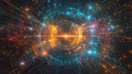 Obraz premium Cosmic Convergence: A Dazzling Interstellar Journey