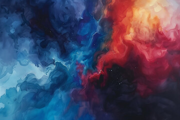 Flying into a colorful and dynamic nebula in the outer space. Animation of a colorful bright galaxy with stars.


