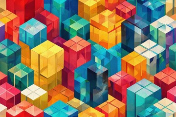 Obraz premium Abstract geometric 3D cubes background in vibrant colors