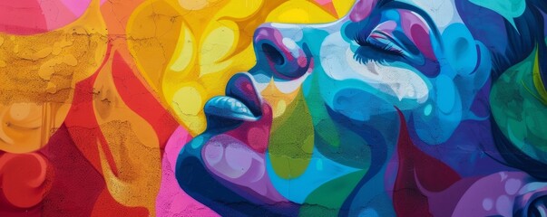 Colorful mural symbolizing hope and resilience, 4K hyperrealistic photo