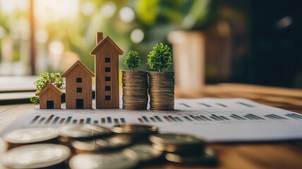 Handwritten Growth Graph and Real Estate Concept for Business Success