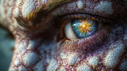 Close Up of Pockmarked Skin with Warcraft Inspired Pustules in Subtle Hues