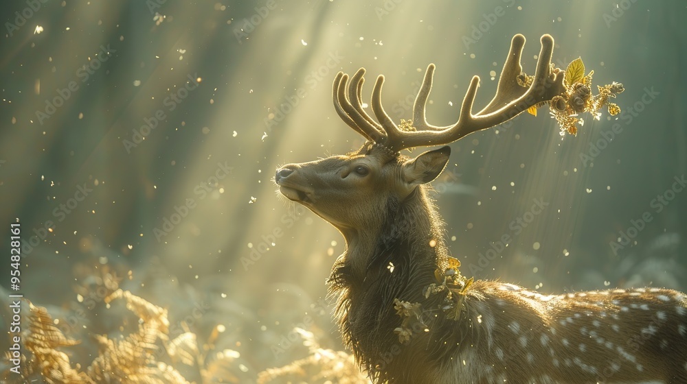 Wall mural majestic deer in the golden light