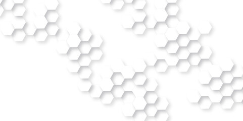 Background with white lines hexagon. Abstract vector polygonal pattern background with hexagon. White hexagon light and shadow abstract background. Futuristic abstract honeycomb technology background.