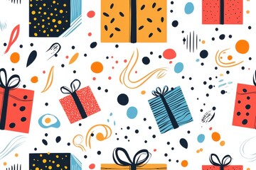 Obraz premium Festive holiday gift boxes with confetti and celebration elements