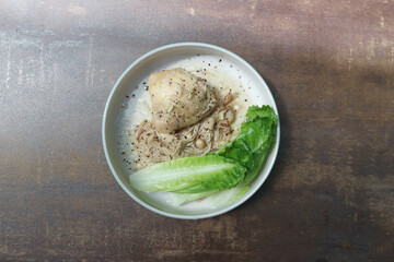 grilled chicken or chicken steak or baked chicken with garlic , mushroom and lettuce