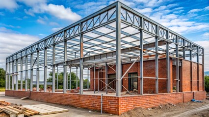 On Burgess Road's Diamond Dairy, a developing structure's metal framework and brick exterior are merging to create a