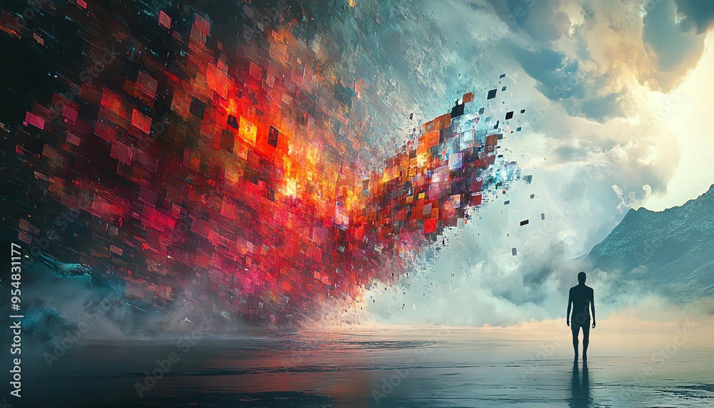 Poster Design an abstract image featuring shapes representing choices