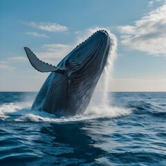 Fototapeta premium Majestic Humpback Whale Breaching in the Ocean