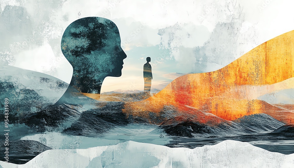 Poster Design an abstract scene with shapes symbolizing choices