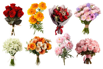 PNG flower bouquet set, transparent background