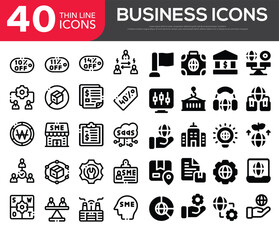 Finance and business line icons collection. Big UI icon set in a flat design. Thin outline icons pack. Vector illustration EPS10