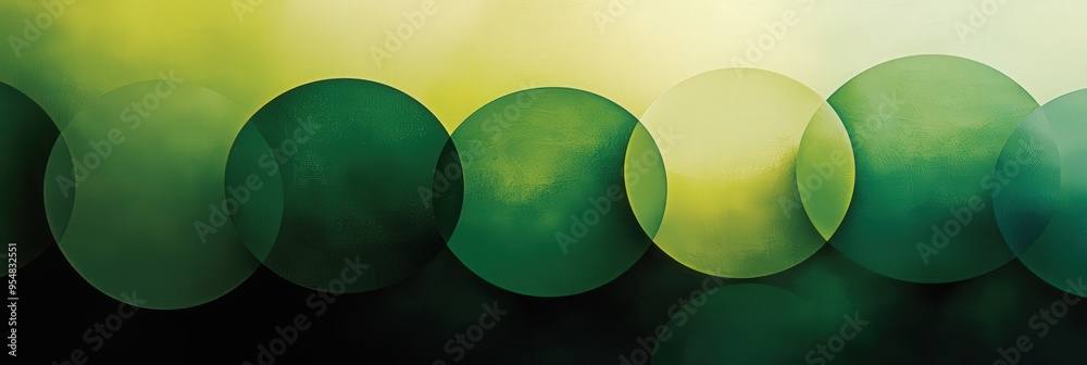 Aufkleber Overlapping green circles blend together, creating an abstract representation of nature's tranquility. The gentle colors and varied intensities evoke a sense of calm and serenity