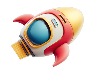 A colorful rocket ship design ready for launch, symbolizing adventure and exploration in a whimsical style.