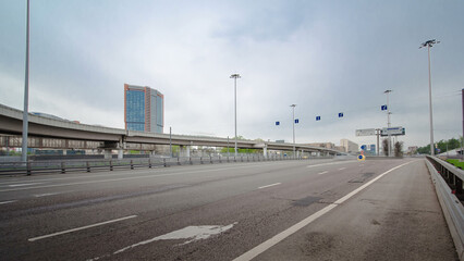 Traffic jams of roadside, transportation motion in a big city. Rush hour traffic on a city roads timelapse hyperlapse.
